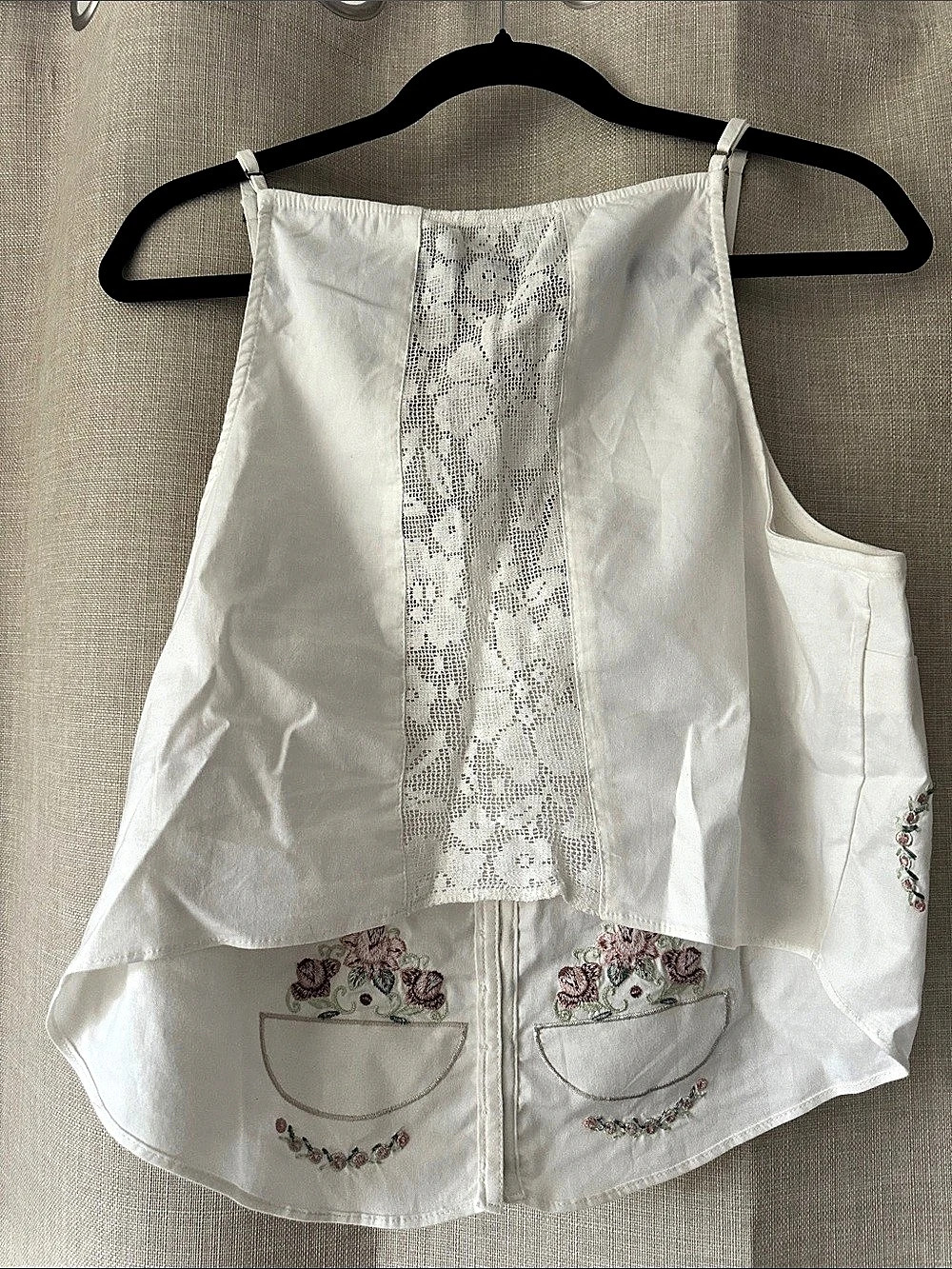 Free People Lace Embroidery Tank White Sz L New - Picture 2 of 4